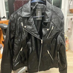 Black Faux Leather Moto Jacket - Size XXL